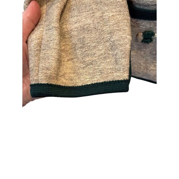 Giesswein Women's Wool Blend Sweater Jacket Size 10 Tan Green Embroidered - Picture 4 of 13